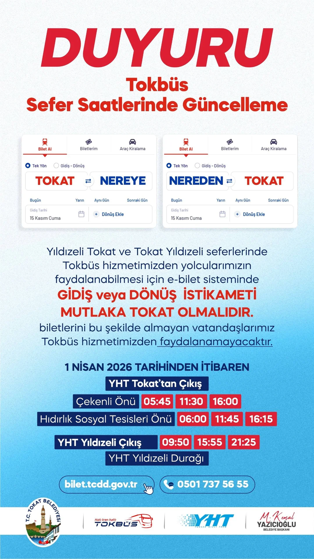 TOKBÜS SEFER SAATLERİ - 01.04.2026 - Görsel 1