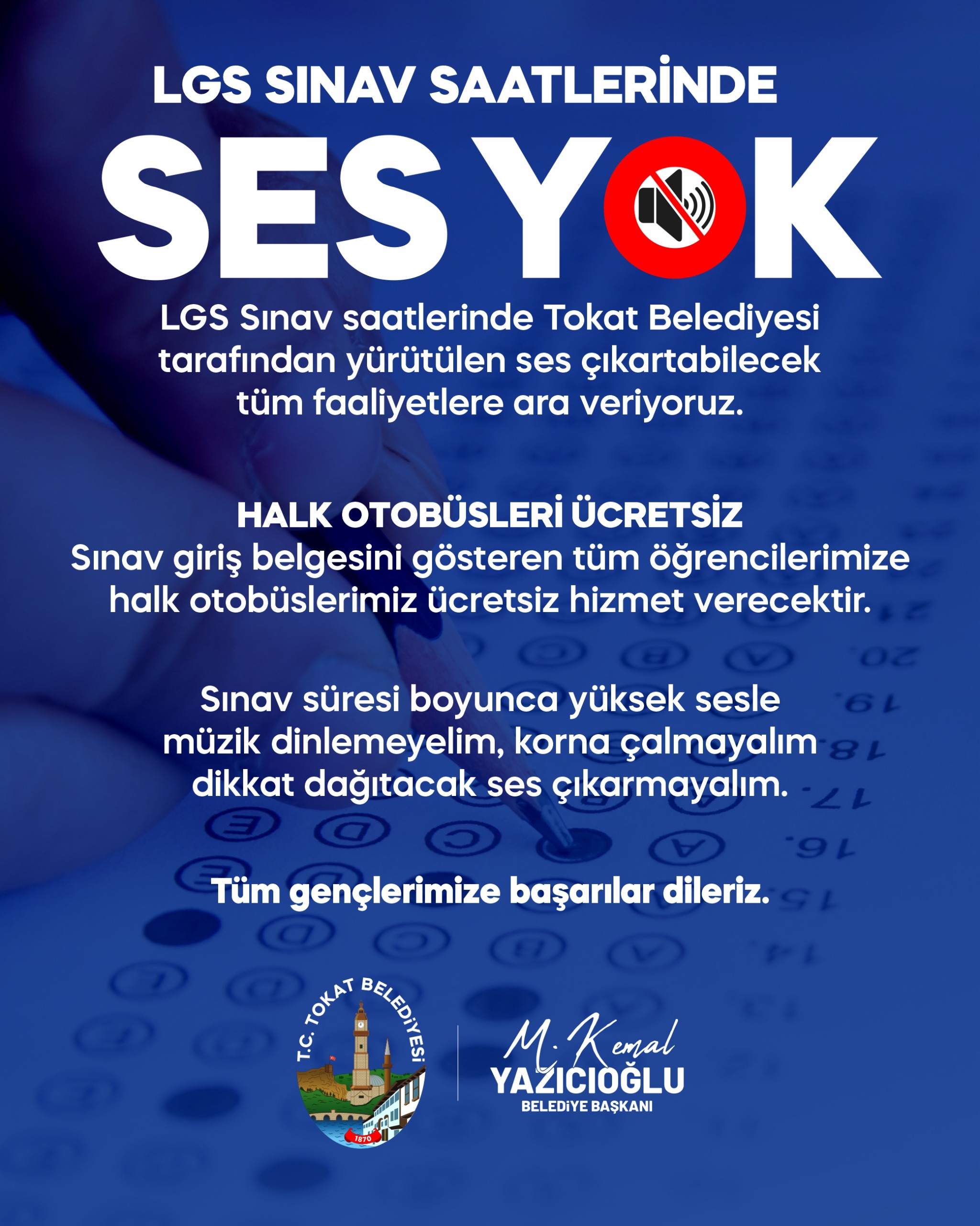 Tokat Belediyesi’nden LGS Hassasiyeti: Gürültüsüz Hafta Sonu - Görsel 1
