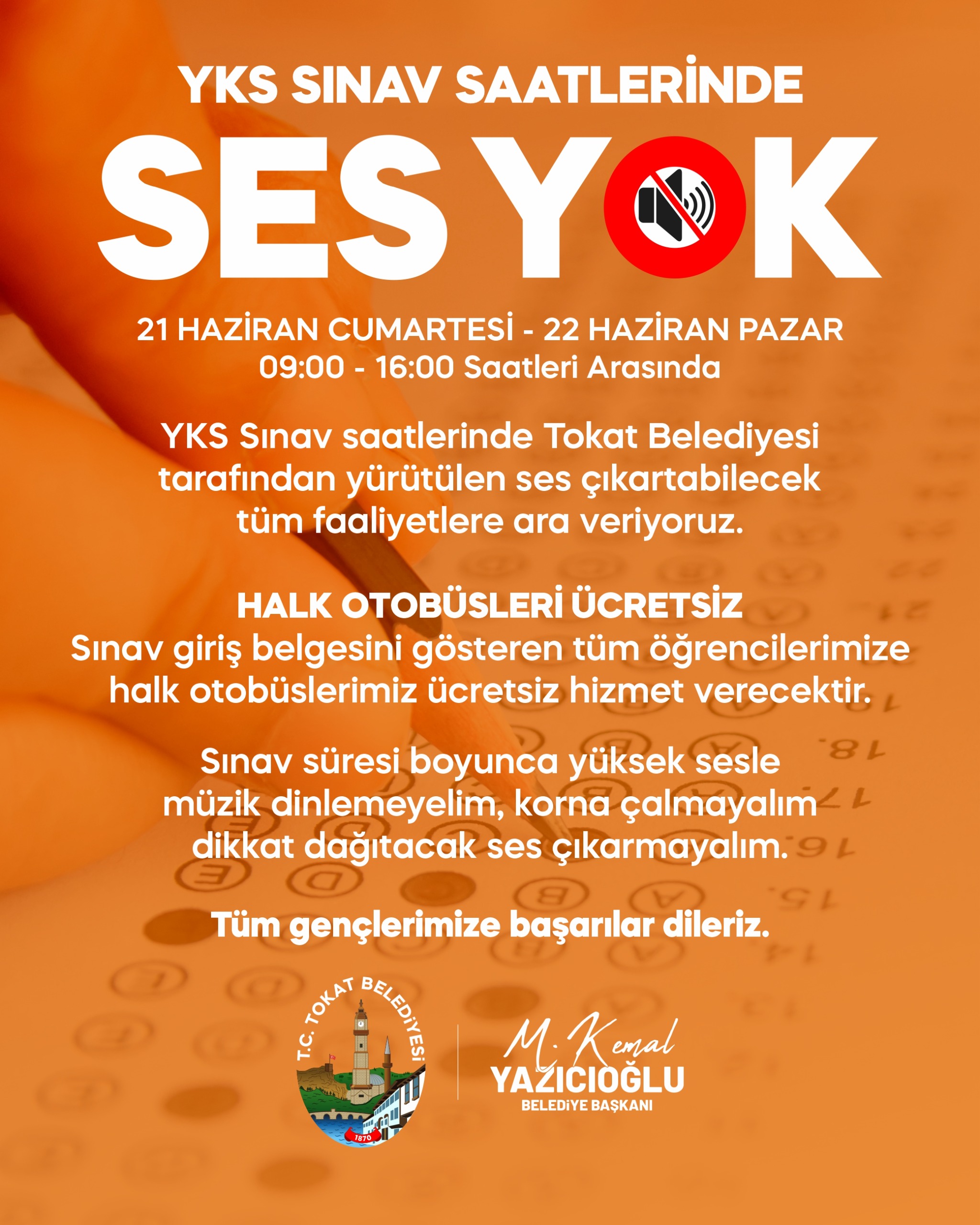 BAŞKAN YAZICIOĞLU: “YKS BOYUNCA HEM GENÇLERİMİZİN HEM AİLELERİMİZİN YANINDAYIZ” - Görsel 1