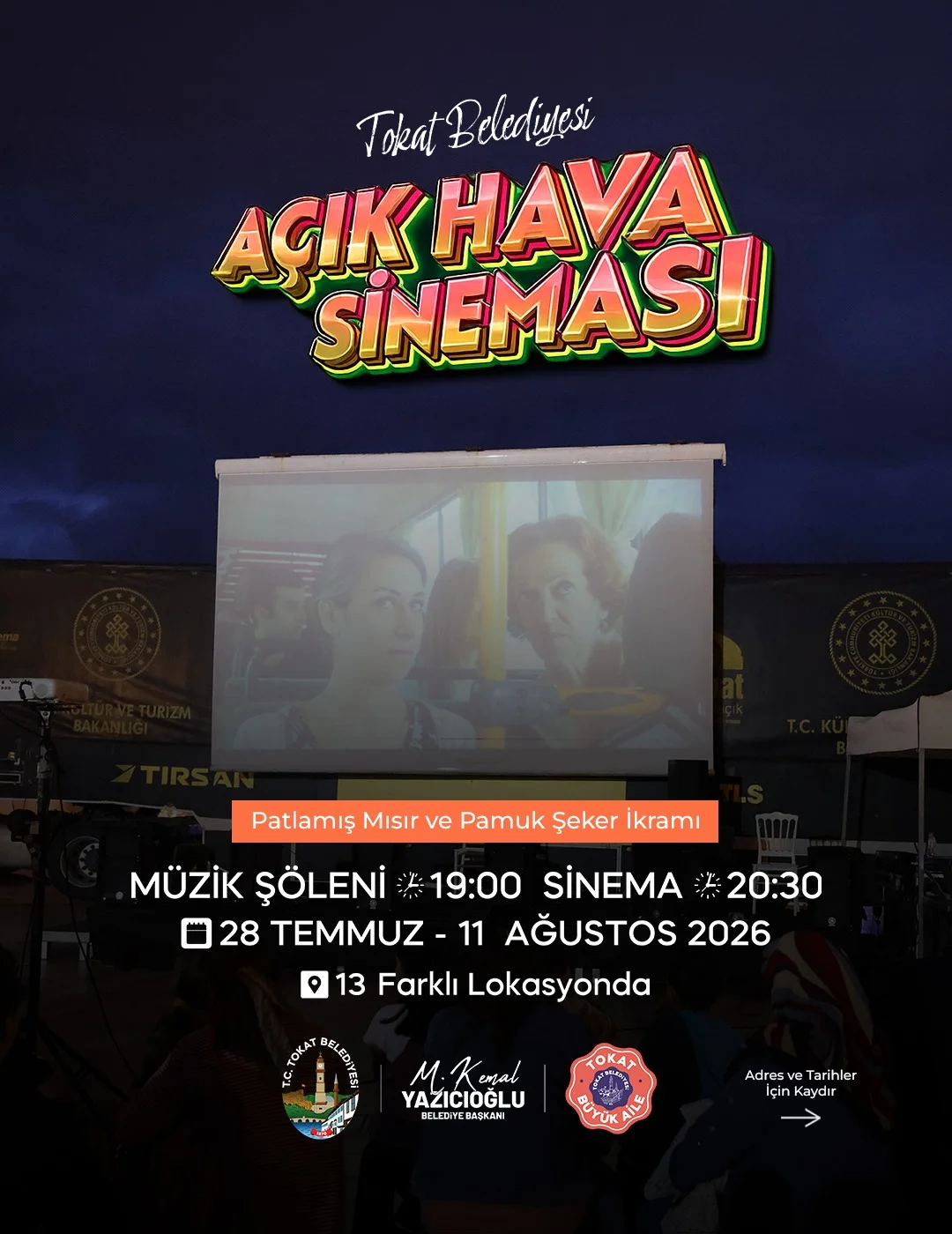 TOKAT BELEDİYESİ'NDEN YAZ AKŞAMLARINA AÇIK HAVA SİNEMASI KEYFİ - Görsel 1