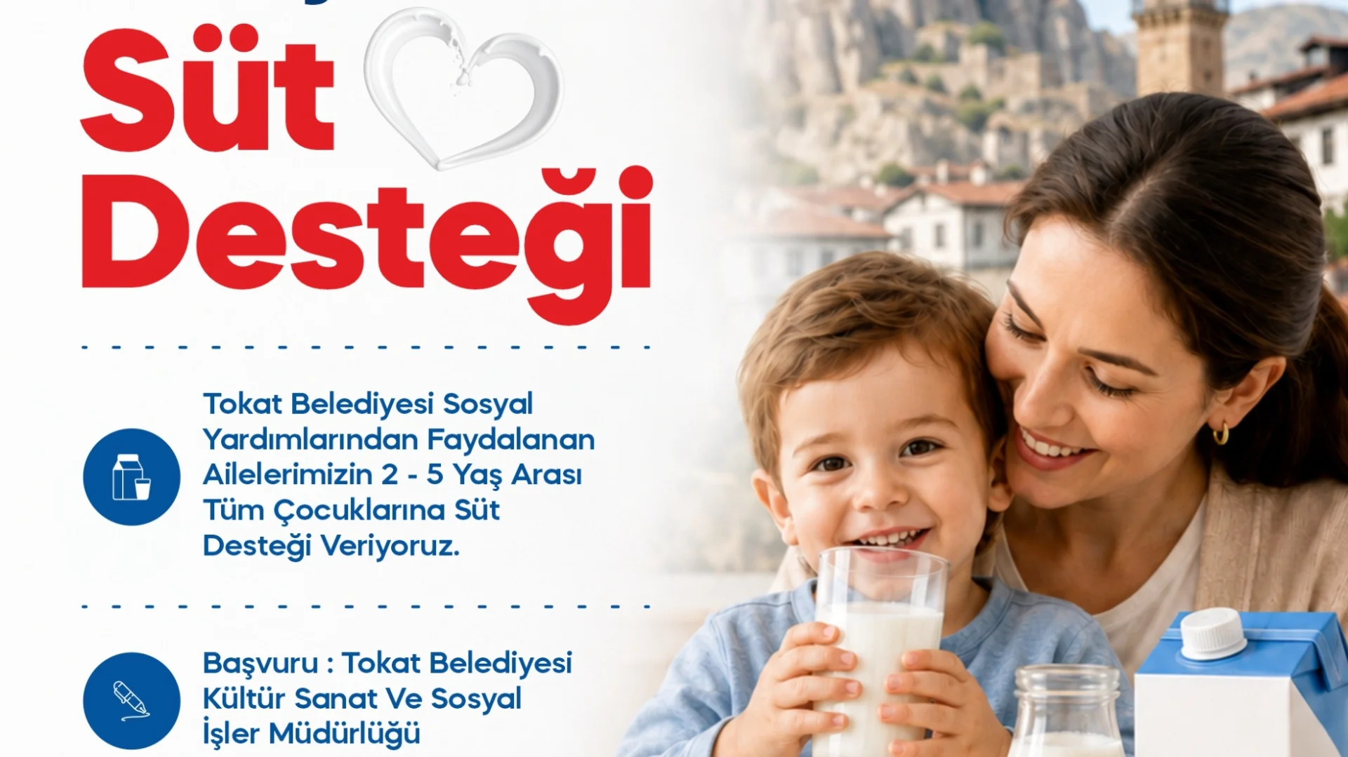 TOKAT BELEDİYESİ’NDEN ÇOCUKLARA SÜT DESTEĞİ